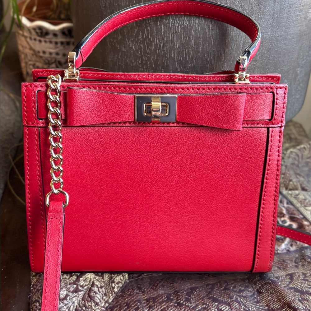 Authentic Kate Spade leather small kisslock 2 compartments Crosby /satchel